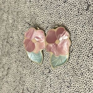 44 Floral Pink and Green Earrings